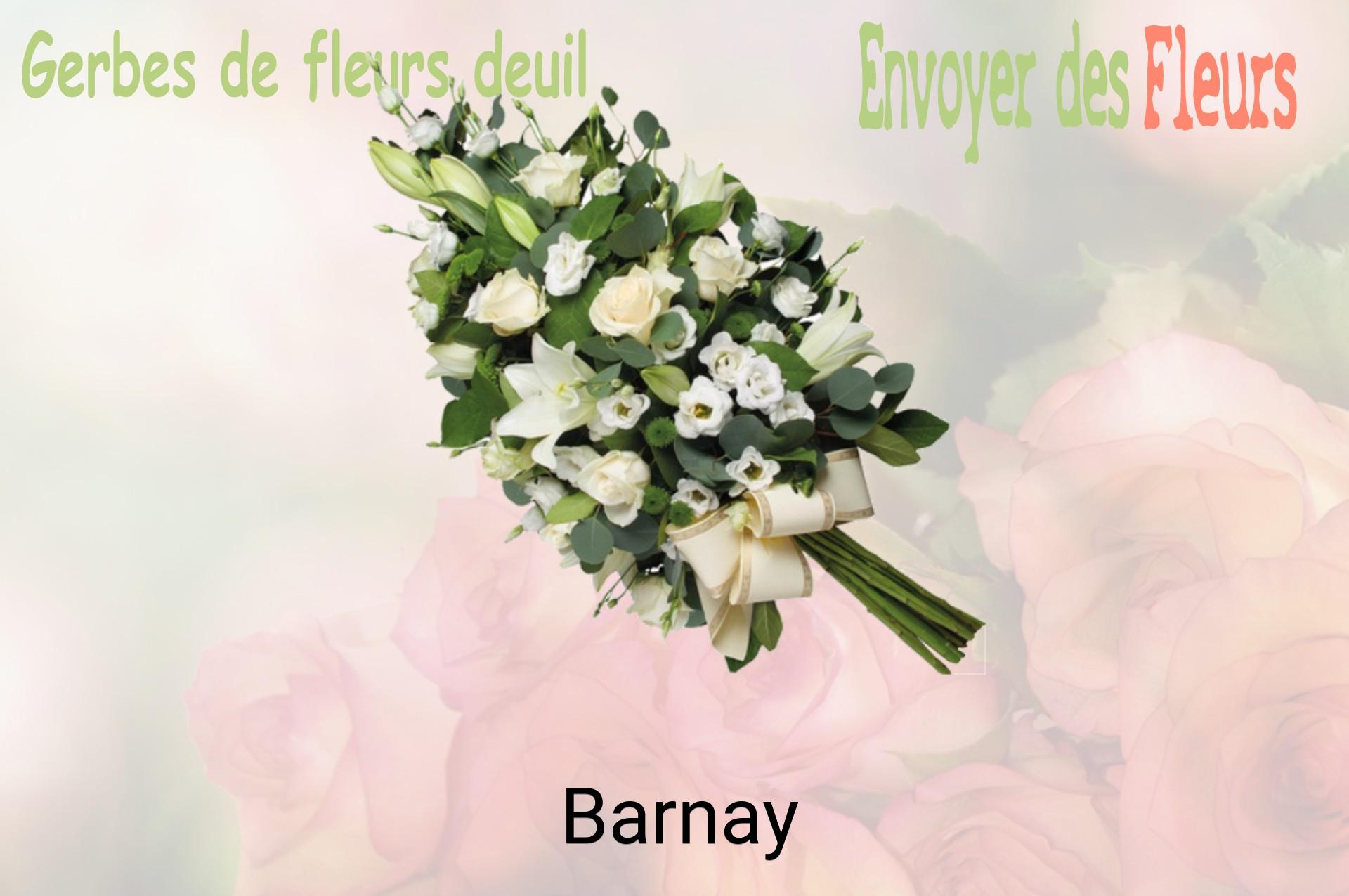 Gerbe de fleurs de deuil livrée à Barnay